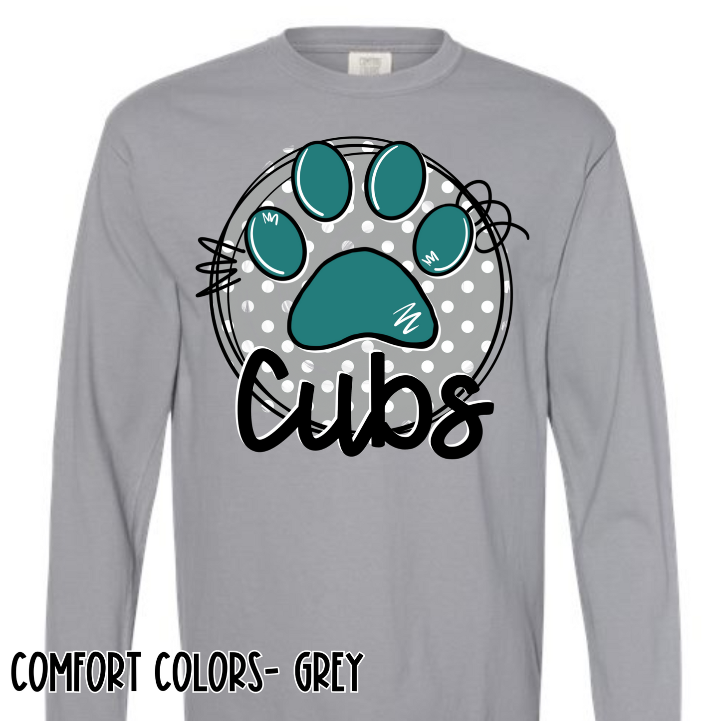 Polka Dot Cubs- Grey Long Sleeve